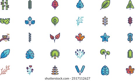 Leaves and twigs icon pack High-Quality Vector Icons Collection with Editable Stroke. Ideal for Professional and Creative Projects.