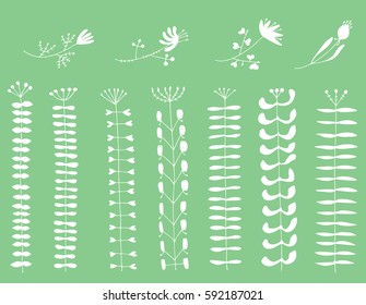 leaves, twigs, vegetation, tree, spring, summer, leaves for backgrounds, borders. line art, graphics, handmade