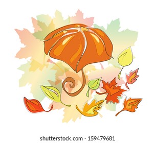 leaves under the umbrella