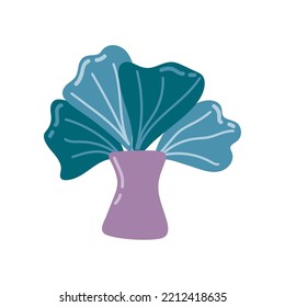 leaves in vase isolated icon