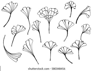 leaves vector black and white.