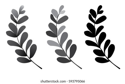 leaves vector black and white. 