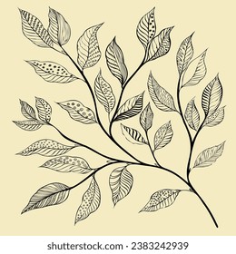 Leaves. Vector decorative composition. Floral motifs. Use printed materials, signs, items, websites, maps, posters, postcards, packaging.