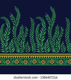 leaves vector flowers pattern on border