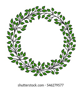 leaves vector frame. black and green wreath. put your text here