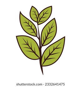 Leaves vector icon design. Branch colorful flat icon.