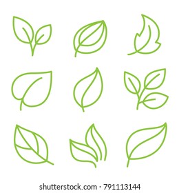 Leaves vector icon set