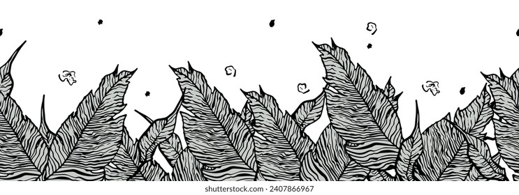 Leaves. Vector illustration highlighted on a white background. For nature, eco and design. Hand-drawn plants, a frame for a postcard.