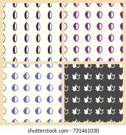 Leaves vector illustration on a seamless pattern background. Set of elements