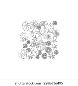  Leaves vector line art work.