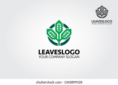 Leaves Vector Logo Template. A modern, green logo template ideal for a business, consulting or other growth related service.