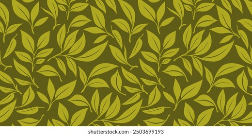 leaves vector pattern background. Green leaf seamless pattern. leaves pattern background. seamless patterns with green leaves.