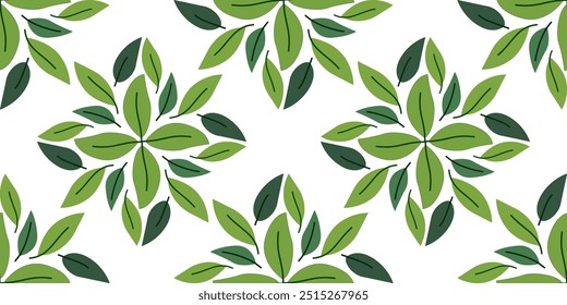 leaves vector pattern background. Green leaf seamless pattern. leaves pattern background. seamless patterns with green leaves.
