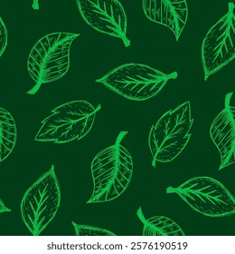 leaves vector pattern background. Green leaf seamless pattern. leaves pattern background. seamless patterns with green leaves.