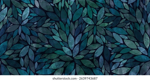 Leaves vector pattern. blue leaves watercolor seamless pattern. Leafs pattern background. pastel leaf with watercolour texture