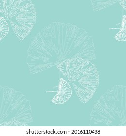 leaves vector pattern Easter foliage background. Aquamarine leaves seamless background in nature style. Vintage green pattern.