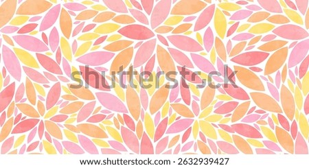 Leaves vector pattern. Pink leaf watercolor seamless pattern. Girly leafs pattern background. Cute leaves with watercolour texture