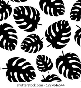 
Leaves vector pattern seamless white background. Fashionable print design.