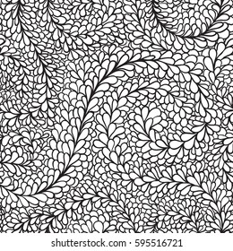 leaves vector seamless abstract hand drawn pattern