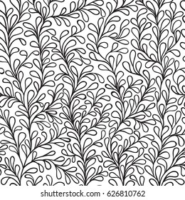 leaves vector seamless abstract hand drawn pattern