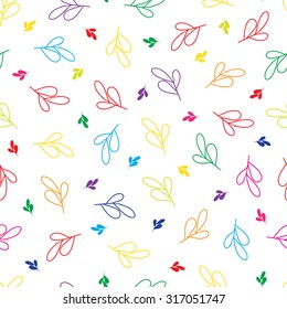 Leaves Vector Seamless pattern. Colorful Foliage background