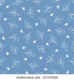 Leaves Vector Seamless pattern. Foliage Blue background