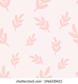 Blätter, Vektorgrafik, nahtloses Muster, auf rosafarbenem Hintergrund.