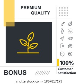Leaves vector thin line icon with modern background