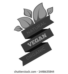 Leaves vegan food monochrome isolated icon vegetarian menu healthy lifestyle cooking natural vegetables and fruits organic product farming and agriculture emblem or logo growing meals and dishes.