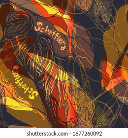 Blätter. Vegetation. Schäffer. Nahtlose Vektorillustration Muster mit Farben. Handzeichnung. Skizze.
