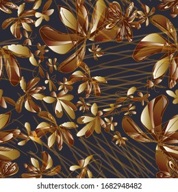 Leaves. Vegetation. Scheffler. Seamless vector pattern with colors. Hand drawing. Sketch.
