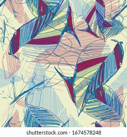 Leaves. Vegetation. Seamless vector pattern. Hand drawing. Sketch.