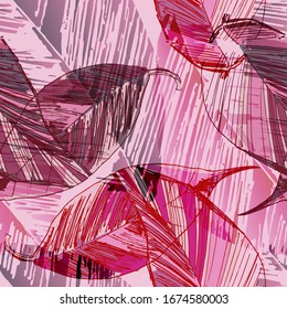 Leaves. Vegetation. Seamless vector pattern. Hand drawing. Sketch.