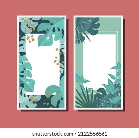 leaves vertical banners decoration design