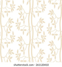 Leaves in a vertical pattern, seamless vector background.