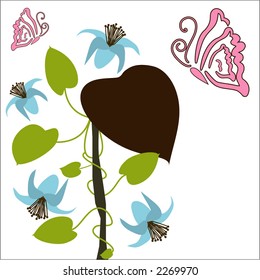 leaves with vine and butterflies