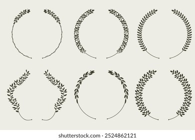 Hojas de la línea de la vid Formas borde dibujado a mano colección-Ilustración vectorial