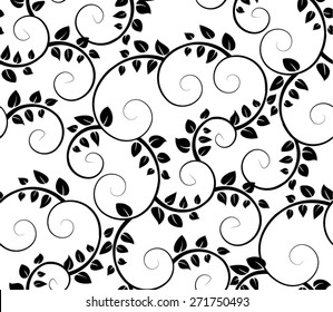Leaves and Vines Seamless Background Pattern