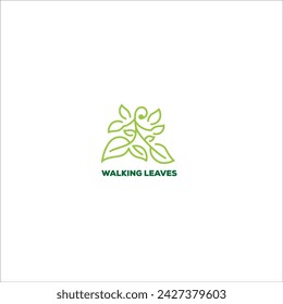 leaves walking green tree vector logo template