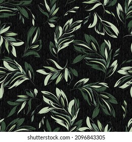 leaves wallpaper seamless pattern on black background