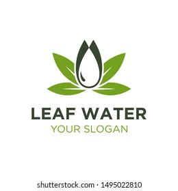 Leaves and water droplets logo design inspiration