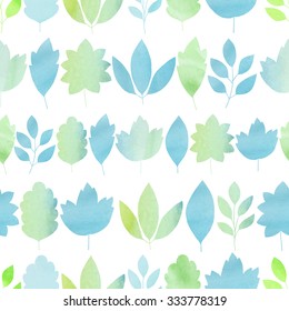 Leaves of watercolor texture. Seamless pattern, an excellent choice for design textiles, wallpaper, packaging.