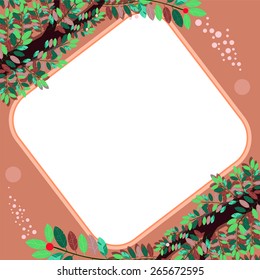 leaves with white frame in nature background, vector