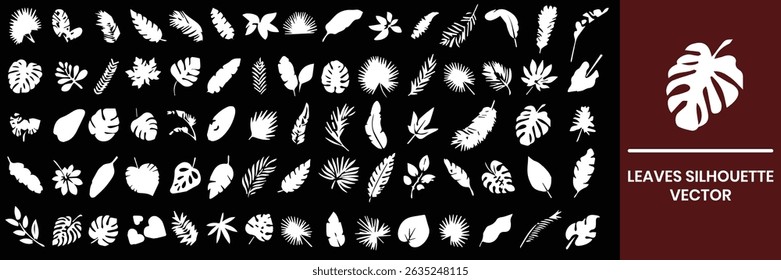 Leaves white icon pack, editierbarer Vektor