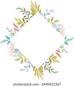 leaves, wild leaves, plant bouquets. Frame decoration with leaves.