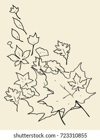 Leaves in the wind illustration .