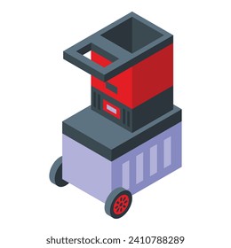 Leaves work shredder icon isometric vector. Agriculture mulching. Tool power air