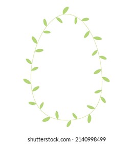 Leaves wreath. Egg shape border frame. Holiday design element for Easter, greeting card,  flyer. Holidays decorative vector illustration.