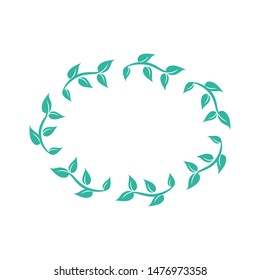 leaves wreath frame, vector graphic design element 
