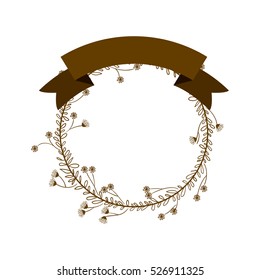 Leaves wreath with ribbon design